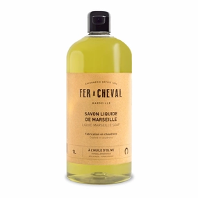 Fer à Cheval Olive Oil Marseille Liquid Soap 1L/33.81 fl oz - Hypoallergenic, Natural Ingredients, Eco-Friendly Body & Hand Wash