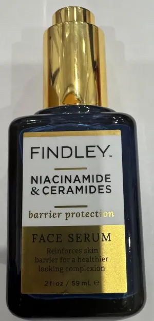 Findley Niacinamide & Ceramides Face Serum, 2 fl oz, Barrier Protection. Does not contain any skin lightening or bleaching agents