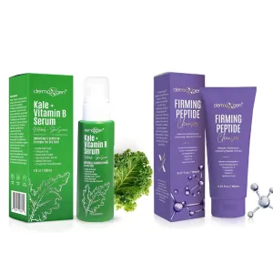 Firming Peptide Facial Cleanser & Kale Vitamin B Serum Bundle – Hydrating Skincare Duo with Hyaluronic Acid, Niacinamide & Vitamin C – Gentle Daily Care for All Skin Types – 5 FL OZ   Serum
