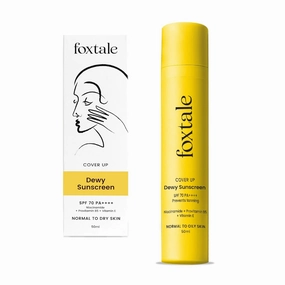 Fox tale SPF 70 Niacinamide Dewy Sunscreen with PA     For Dewy Sun Protection | Prevents Tan | Lightenweight, Non Greasy, No White Cast | Anti-Tan Formula | For Men & Women | 50 Ml