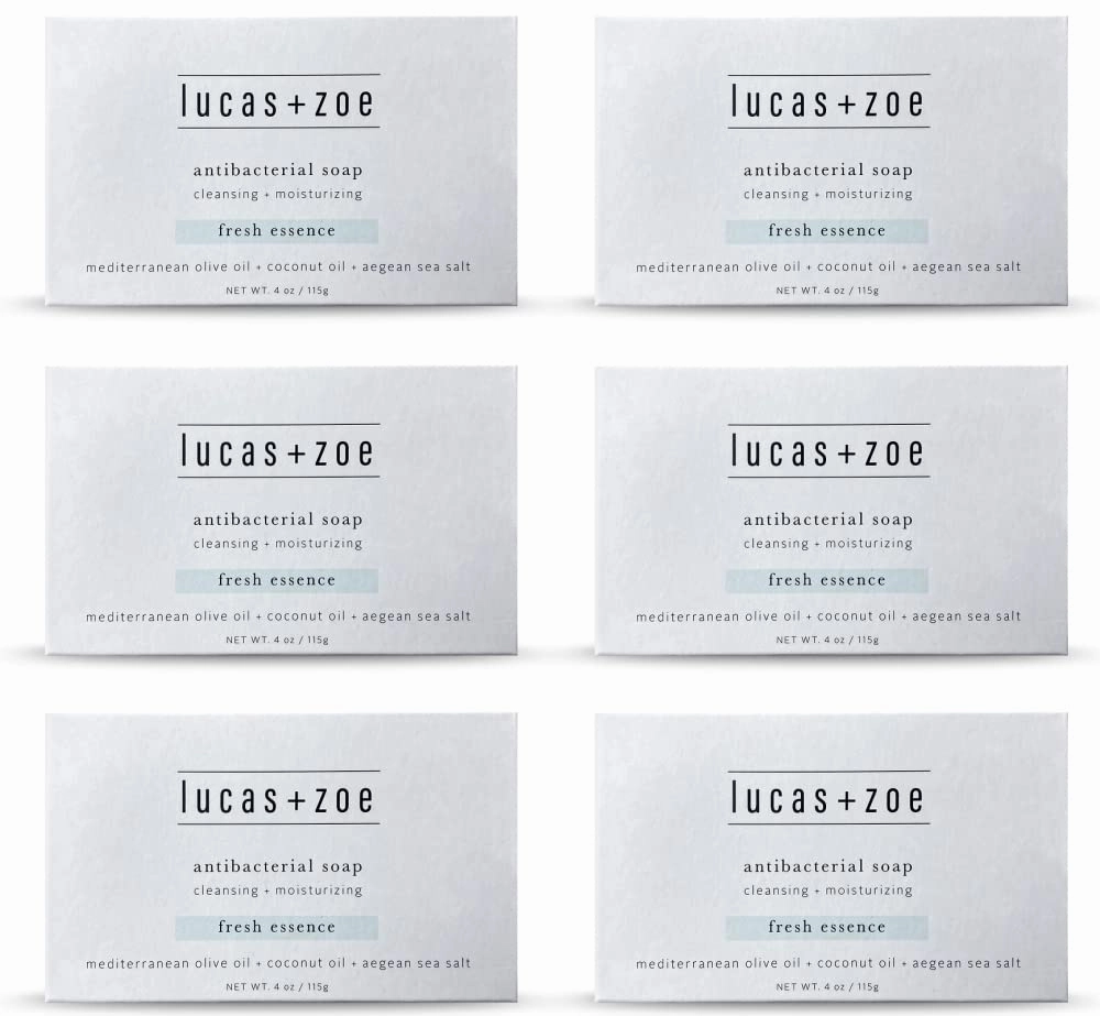 Fresh Essence Antiseptic Bar Soap - 4 Ounce Moisturizing Body Soap Bar Made With Natural Ingredients Like Mediterranean Olive Oil, Coconut Oil, & Aegean Sea Salt - Made In Greece - 6 Pack