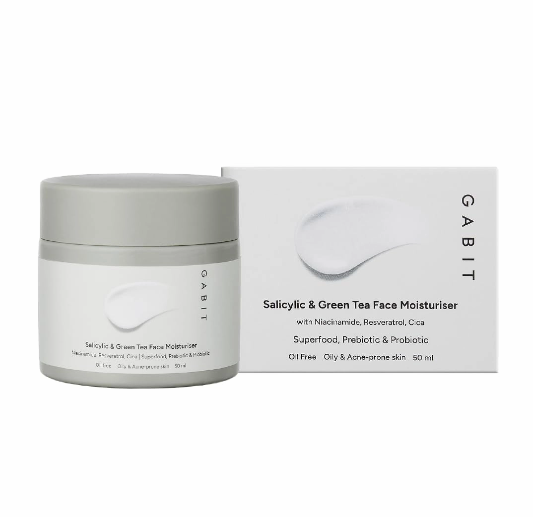 Gabit Salicylic Acid & Green Tea Face Moisturiser For Acne, Blackheads & Open Pores | Oil free, Lightweight Moisturizer, Exfoliates, Brightens skin