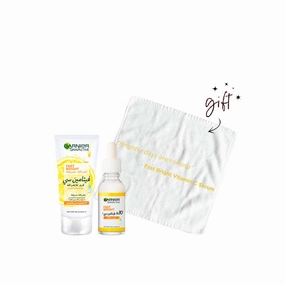 Garnier Fast Bright Serum And Day Cream Bundle 15% Off   Free Towel