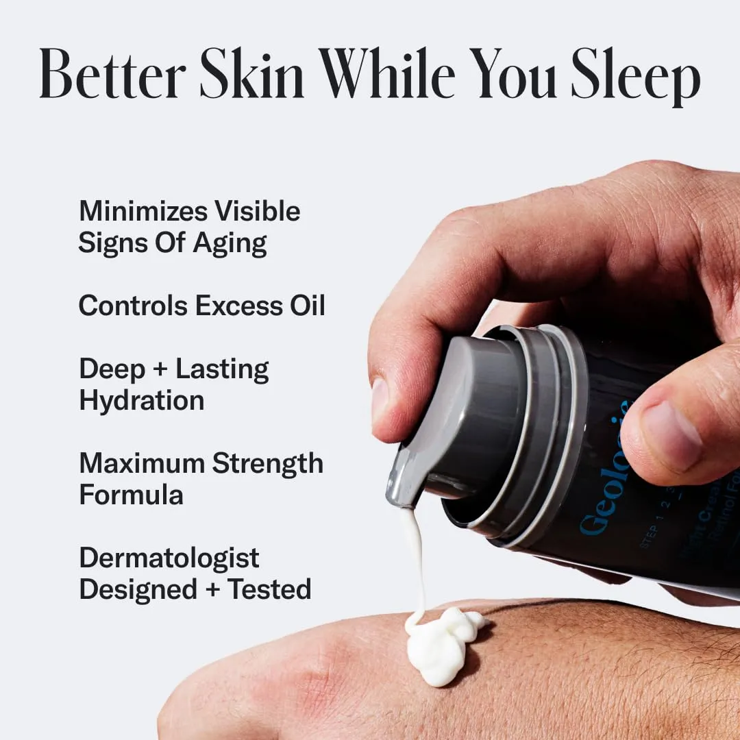 Geologie Sensitive Skincare Set for Men & Women | 3-Month Gentle & Effective Daily Skin Routine | Acne, Oily Skin, Dark Spots | Face Wash 2-Pack, Retinol Face Cream, SPF15 Moisturizer & Eye Cream