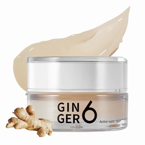 Ginger 6 Active Water Cream for Face, 1.69fl. oz. - Lightweight Hydrating Gel Moisturizer, Oil-Free Water Cream with 76% Ginger Water Extract, 10 Hyaluronic Acids, and Peptides for Glass Skin