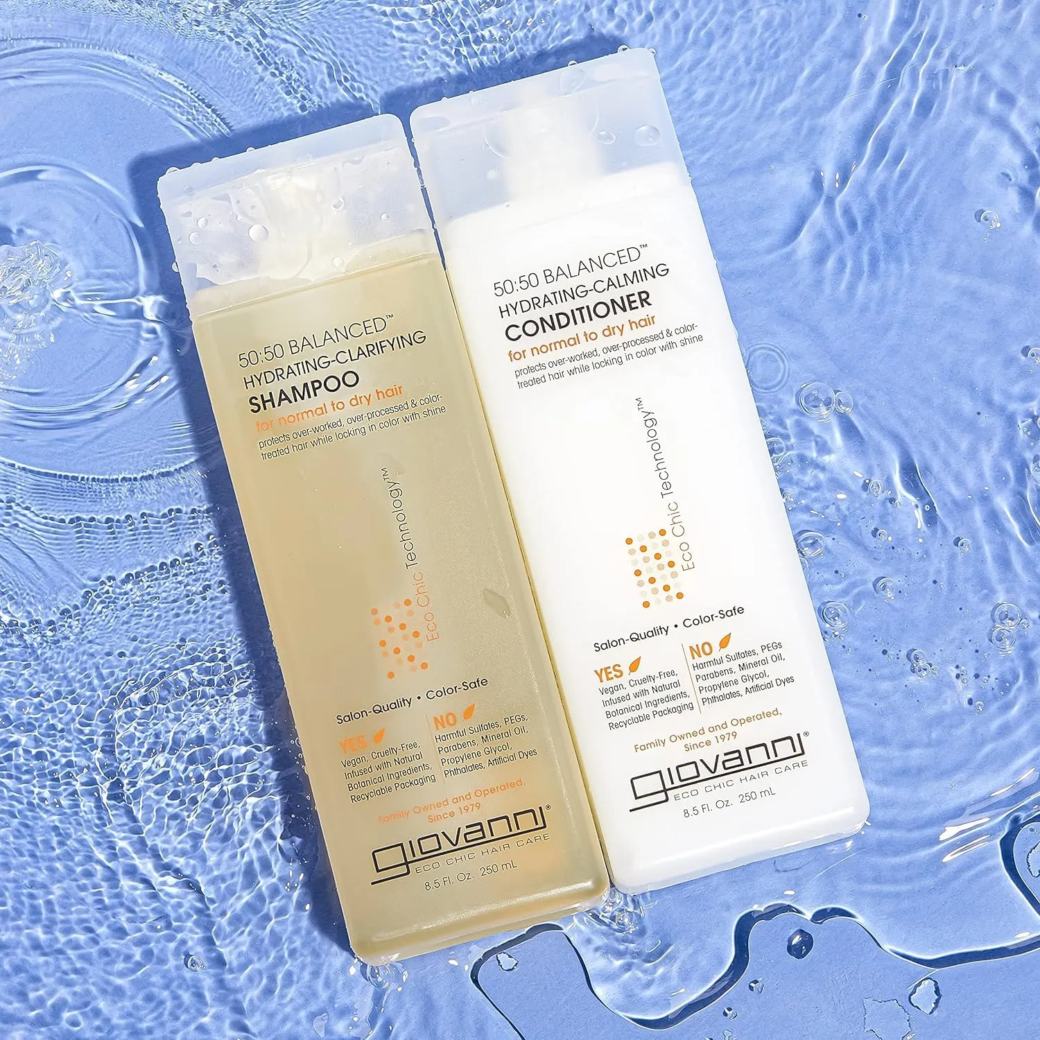 GIOVANNI ECO CHIC 50:50 Balanced Hydrating Clarifying Shampoo - Leaves Hair pH Balanced for Over-Processed Hair, Provides Moisture & Protection, Salon Quality, No Parabens, Color Safe - 128 oz
