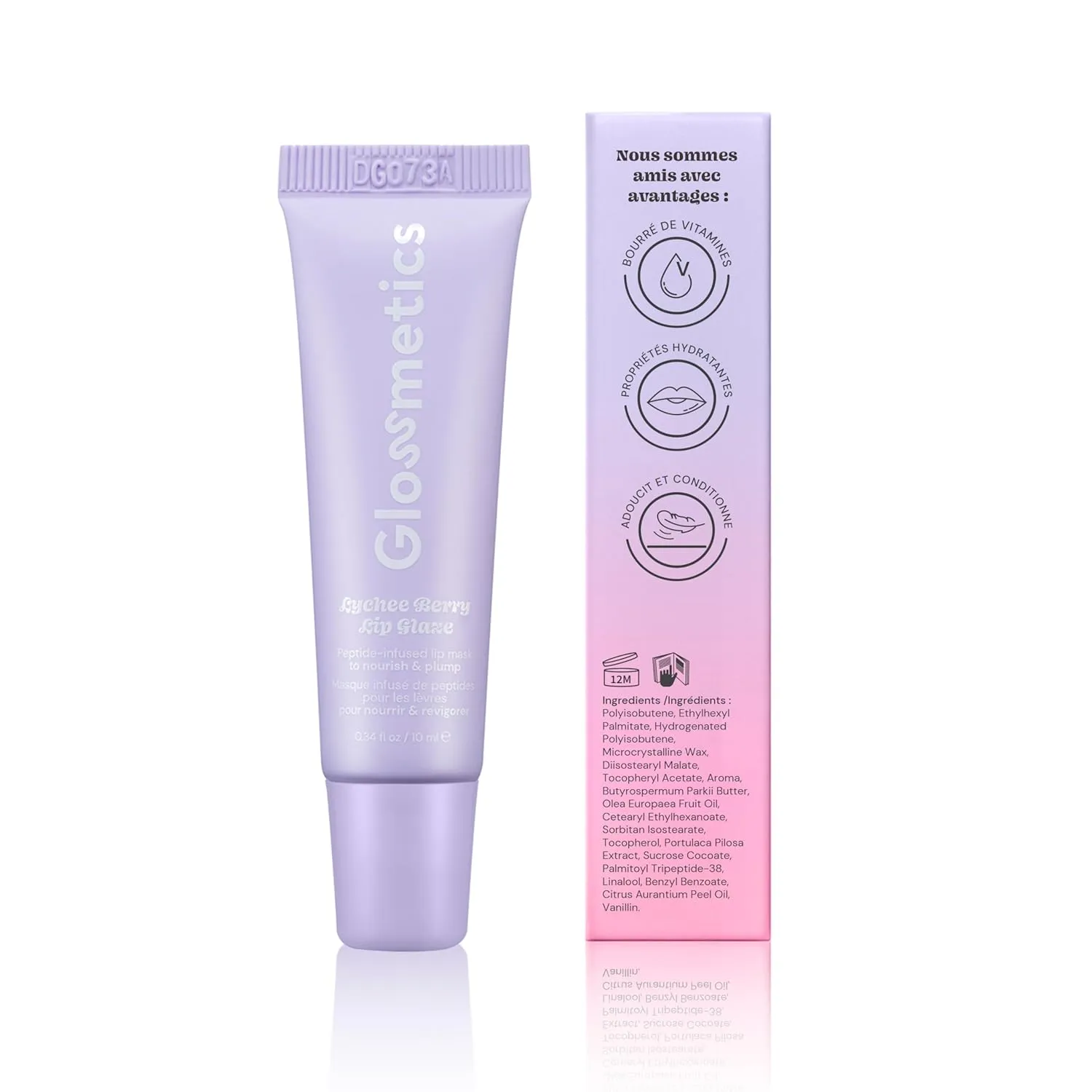 Glossmetics Lychee Berry Lip Glaze - Overnight Lip Mask for Dry Lips. Fruit Butter Lip Mask, Hydrating and Moisturizing Lip Balm for Soft, Smooth Lips. Clear, Pack of 2