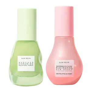 Glow Recipe Brighten   Soothe Duo - Watermelon Glow Niacinamide Dew Drops (40ml) Highlighting Serum   Avocado Ceramide Recovery Serum (30ml) to Reduce Look of Redness, Uneven Tone, and Dark Spots