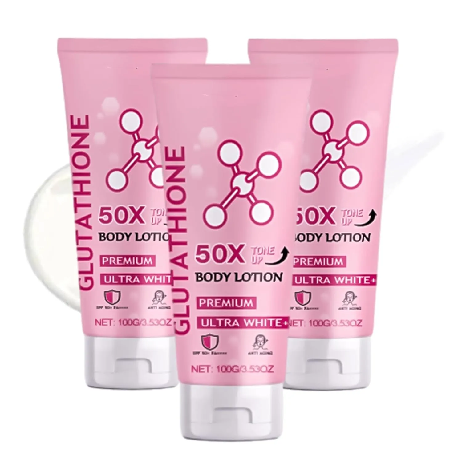 Glutathione 50X Tone Up Body Lotion, Glutathione Body Lotion 100G, Glutathione Cream for Men & Women, Premium Moisturizing and Nourishing Soft Skin (3 pcs)
