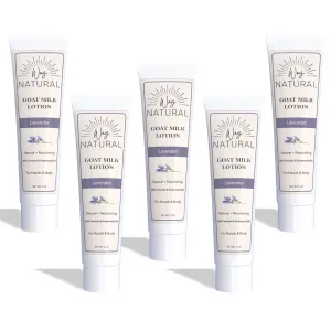 Goat Milk Lotion, Lavender - Bulk/Gift Body & Hand Lotion, Travel Size Set - Dry Skin Relief, USA Made - Goat Milk Hand Cream for Women & Men - 5 (2oz) Tubes