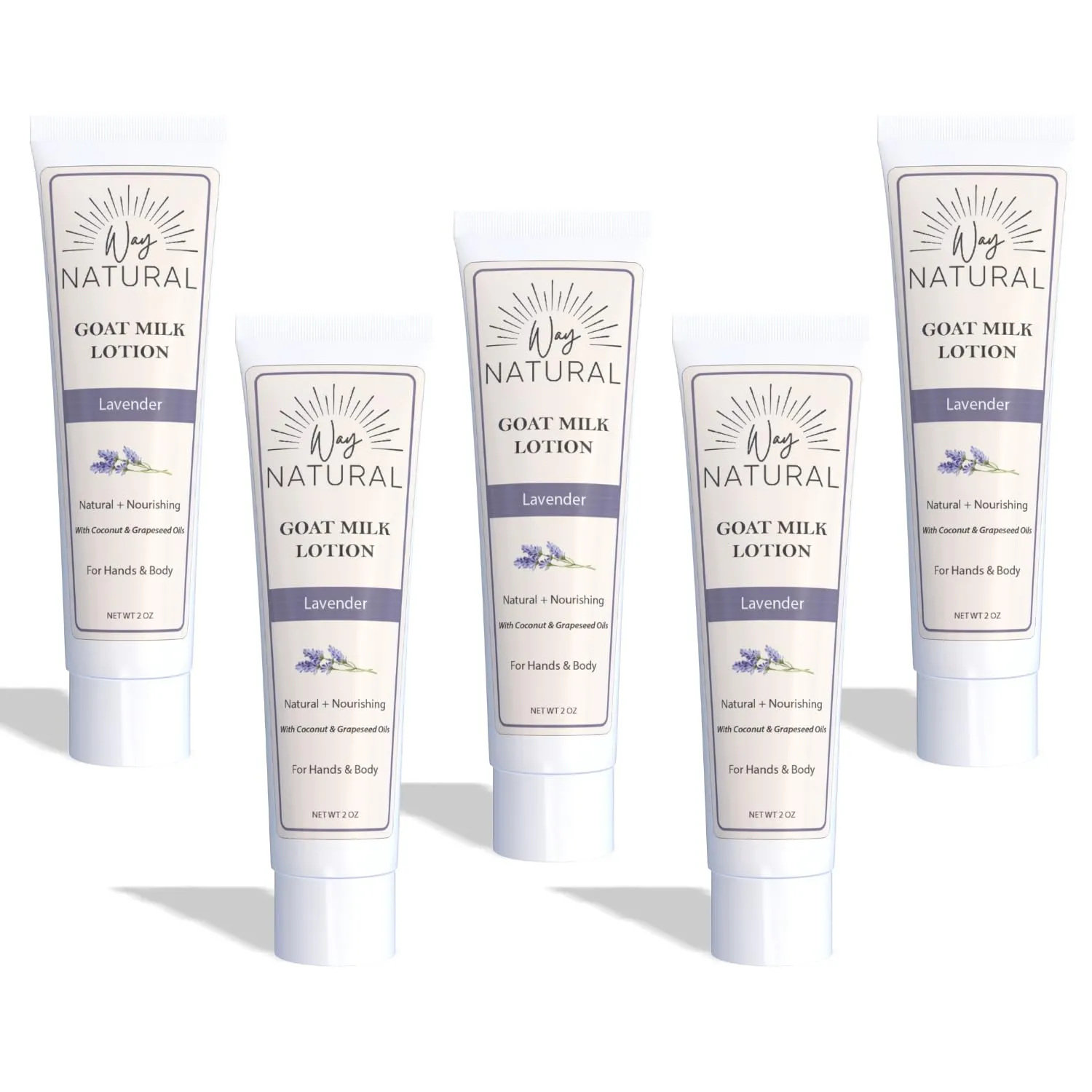 Goat Milk Lotion, Lavender - Bulk/Gift Body & Hand Lotion, Travel Size Set - Dry Skin Relief, USA Made - Goat Milk Hand Cream for Women & Men - 5 (2oz) Tubes