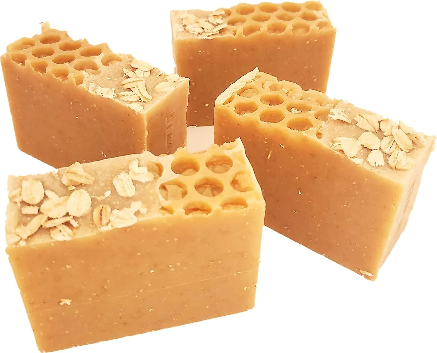 Goat Milk Soap Bars with Oatmeal & Raw Organic Honey For All Skin Types. Natural Face, Hand & Body Soap. Handmade In USA. (4 BARS with 4.8-5.3 oz EACH)