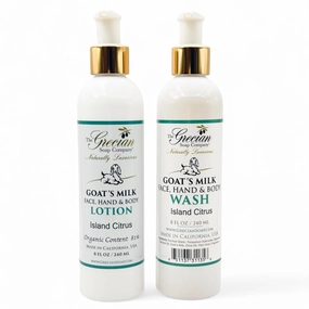 Goat Milk Lotion & Body Wash Set – Island Citrus Scent, 8oz Each – Body Lotion & Face Wash, Moisturizing Skin Care Set for All Skin Types, Hydrating Skincare
