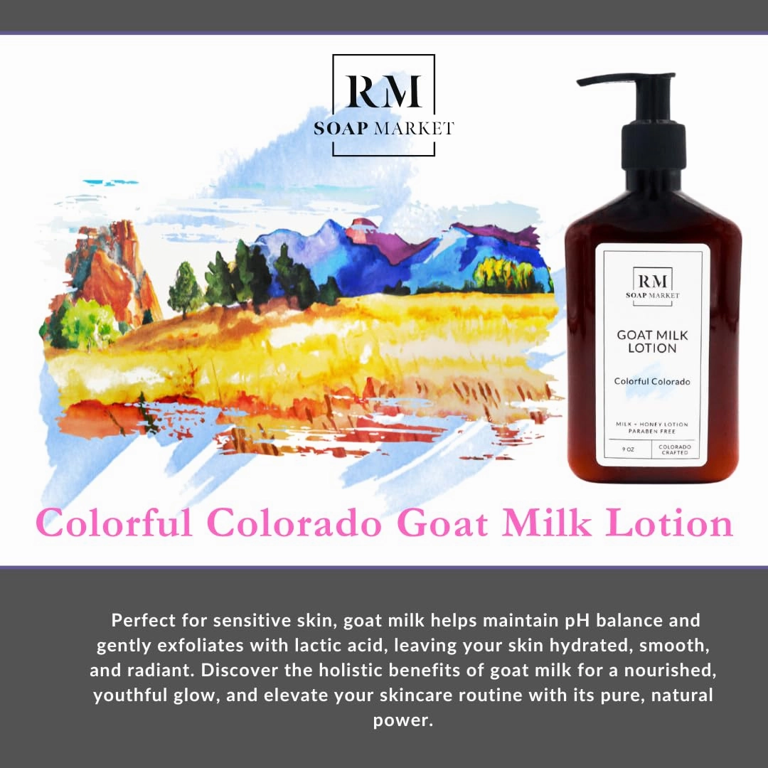 Goat Milk Lotion, Colorful Colorado Fragrance, Hydrating Lotion for Men and Women With Nourishing Goat Milk, Shea Butter, Sunflower Oil, and Aloe, White Lilies & Sweet Pea Scent, 9 Oz