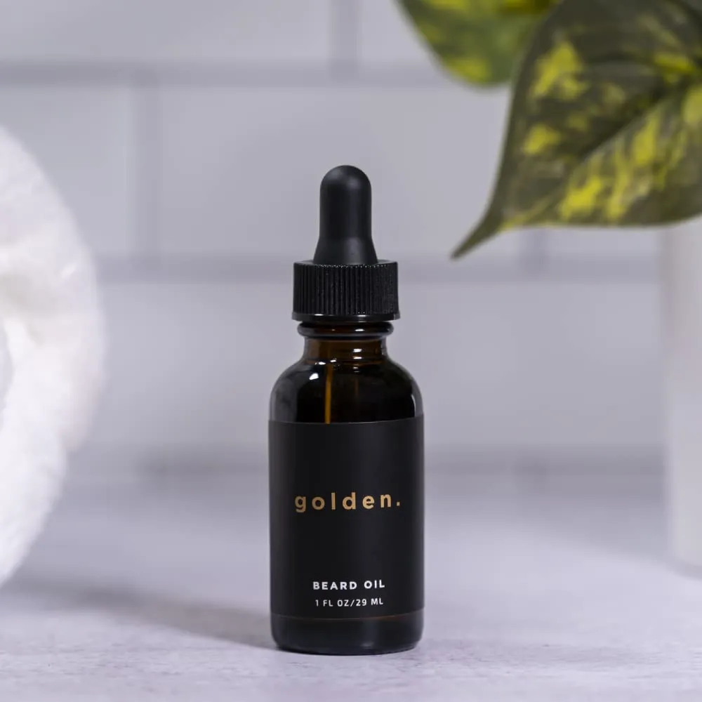 Golden Grooming Beard Oil for Men | Hydrating & Conditioning with Castor Oil, Jojoba Oil, and Olive Oil | Fresh Scent | 1oz
