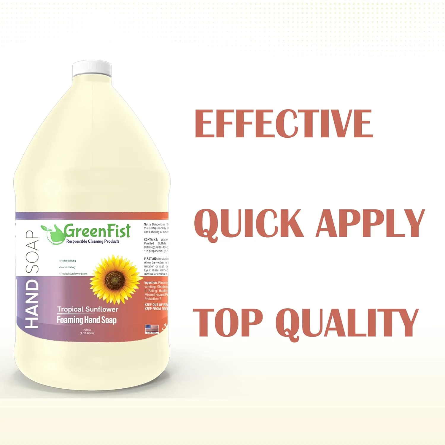 GreenFist Foaming Hand Soap Refills Coconut Oil and Aloe Vera Tropical Hawaii Sunflower Scent Jug Foam Refill for Dove, Bath Body Works, Method, Michel, Dial,JR Watkins, (1 Gallon)