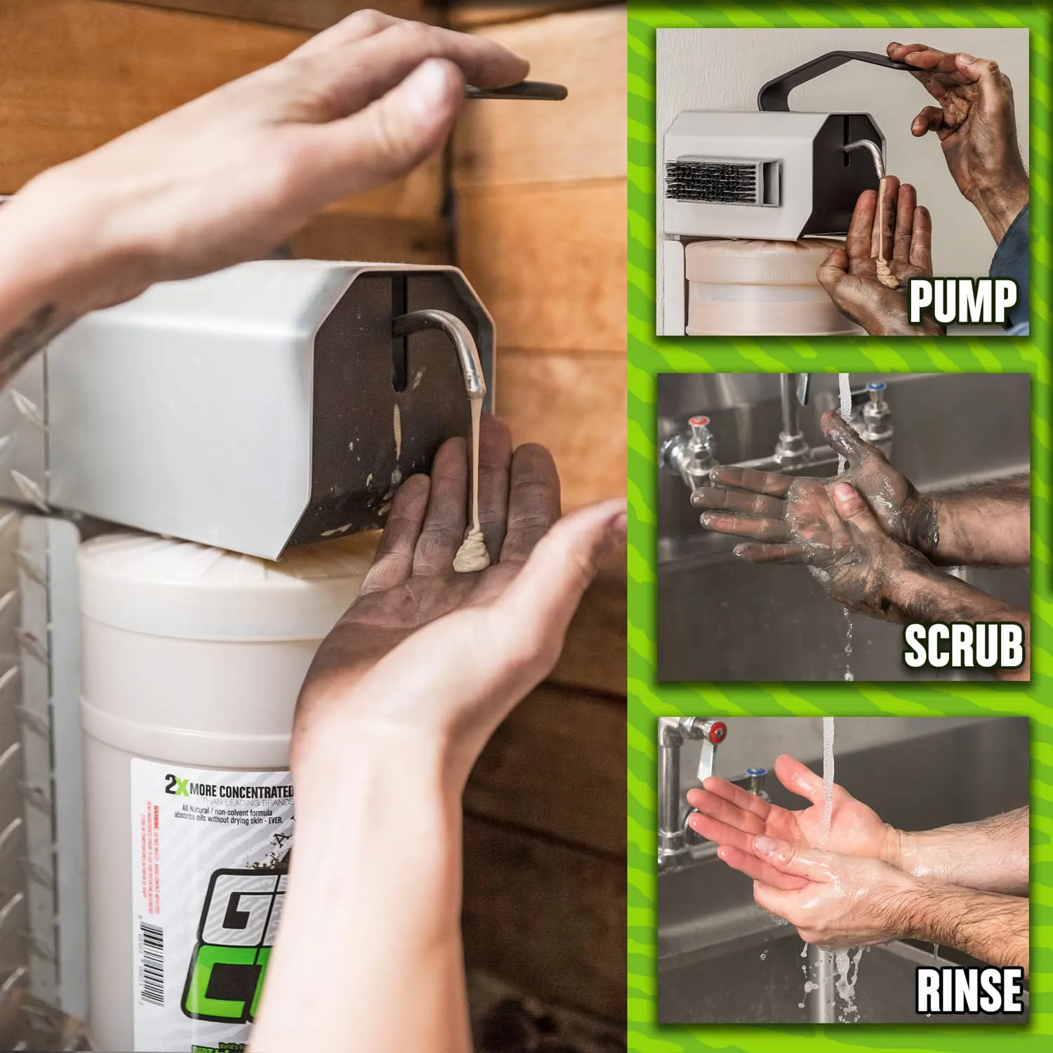 Grip Clean Hand Cleaner for Mechanics, Heavy-Duty Liquid Soap with Natural Pumice Soap & Clay for Grease & Filth – Flat Top Gallon Jug Refill, Coconut Oil Moisturizes (2pk)