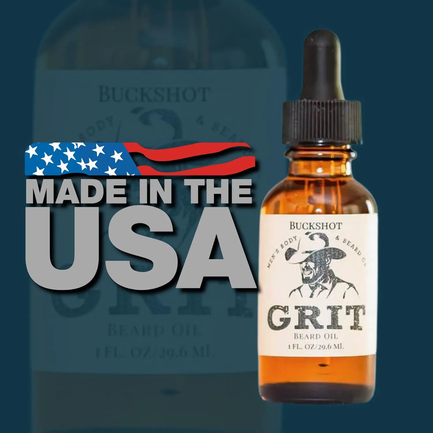 GRIT Buckshot Premium Beard Oil (1 Fl oz) | Coconut Oil, Vitamin E | Beard Oil for Grooming | Hydrating Conditioning Oils | Softens Brittle & Dry Facial Hair |