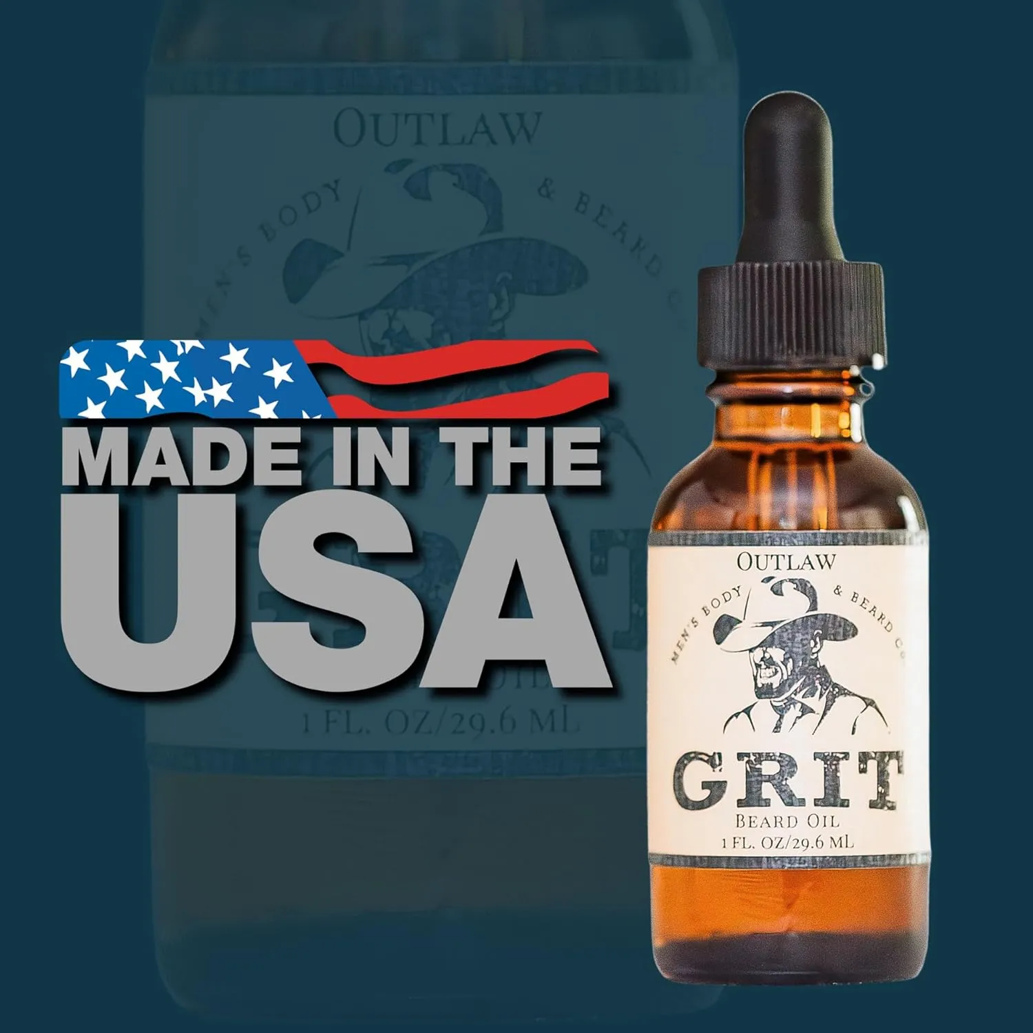 GRIT Outlaw Premium Beard Oil (1 Fl oz) | Coconut Oil, Vitamin E | Beard Oil for Grooming | Hydrating Conditioning Oils | Softens Brittle & Dry Facial Hair |