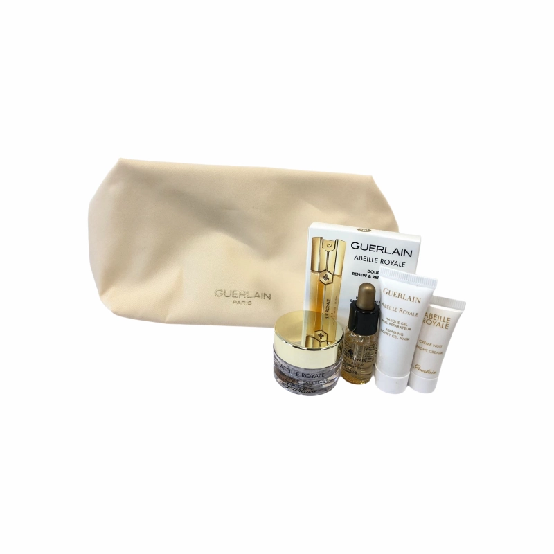 Guerlain Abeille Royale 5-Piece gift set with Beige Zipper Bag (Light Yellow)