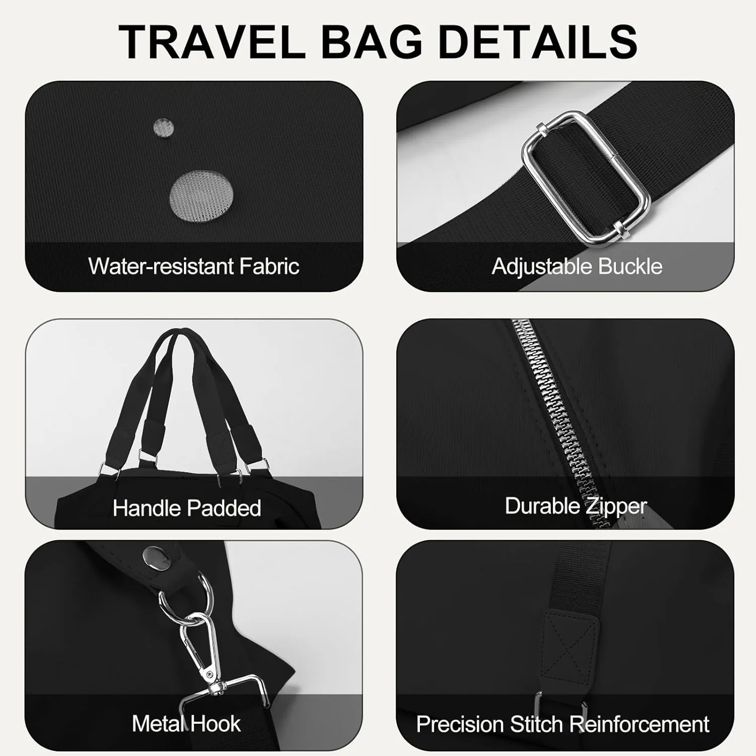 Gym Bag for Women Weekender Carry on Bags Dance Yoga Tote Travel Duffle Personal Item Bag with Wet Pocket Toiletry MakeupBag for Men Sport Trips Hospital Black