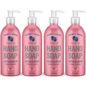 Hand in Hand Nourishing Liquid Hand Soap, 10 Fl Oz, Bergamot & Crisp Basil, Cactus Blossom Scent, 4 Pack