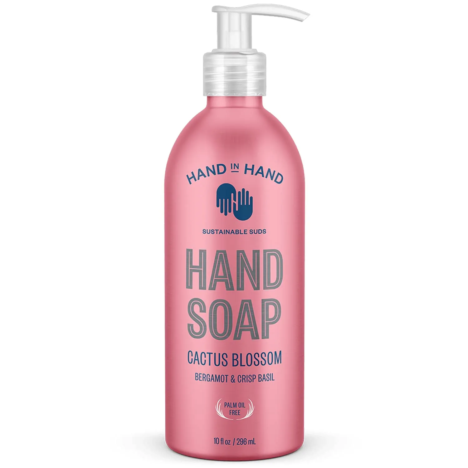 Hand in Hand Nourishing Liquid Hand Soap, 10 Fl Oz, Bergamot & Crisp Basil, Cactus Blossom Scent, 4 Pack