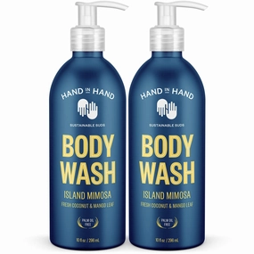 Hand in Hand Body Wash, Gentle Cleanser For All Skin Types, 10 Fl Oz, Fresh Coconut & Mango Leaf, Island Mimosa Scent, 2 Pack