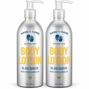 Hand in Hand Moisturizing Body Lotion, Dry Skin Lotion with Shea Butter, 10 Fl Oz, Fresh Coconut & Mango Leaf, Island Mimosa Scent, 2 Pack