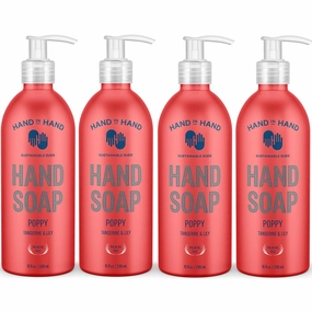 Hand in Hand Nourishing Liquid Hand Soap, 10 Fl Oz, Tangerine & Lily, Poppy Scent, 4 Pack