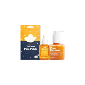 Hanhoo Pore Collection, Pore Cleanser 6.76 Fl. Oz., Pore Serum 1 Fl. Oz., T-Zone Pore Patch 8 Ct, with Niacinamide and Salicylic Acid, Pore Patches, Clarifies Clogged Pores, Korean Skincare