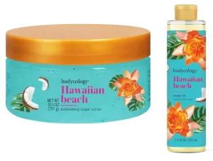 Hawaiian Beach Bath Set, Sugar Scrub 10.5 oz and Body Oil 7.5