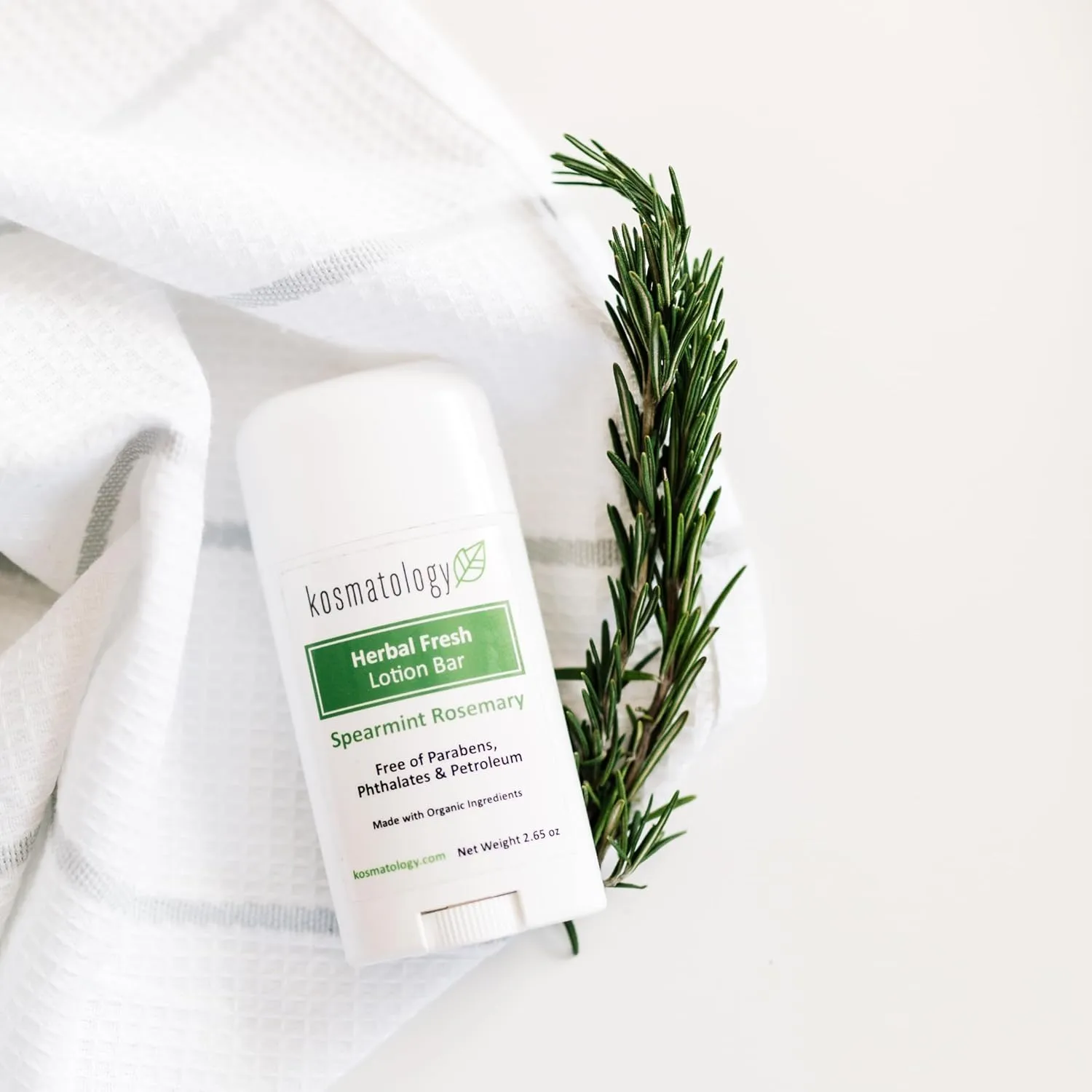Herbal Fresh (Spearmint-Rosemary) Organic Moisturizing Lotion Bar | Vegan and Cruelty-Free | Mess-Free Moisturizer