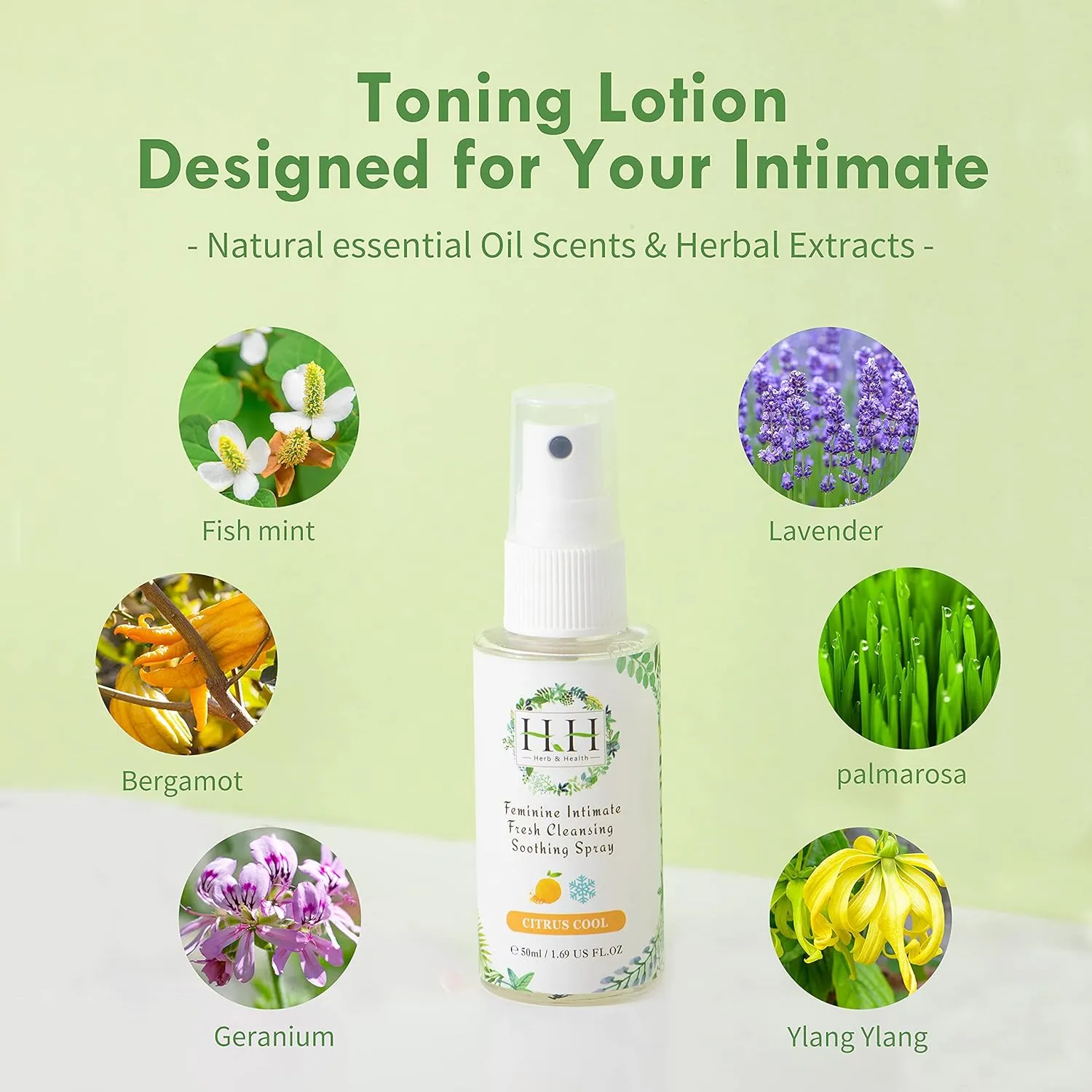 HH Herb&Health Feminine Deodorant Spray - Natural Essential Oil Intimate Soothing Mist - Blackcurrant