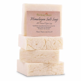 Himalayan Salt Soap Bars with Sea Salt & Shea Butter – 4 Soap Bars, Handmade in USA, All Natural, Non-GMO, Unscented (4.5 oz Each)