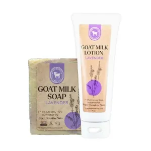 Honey Sweetie Acres Goat Milk Handmade Skincare Bundle Lotion & Soap Bar for Luxurious Hydration, Gentle Cleansing, All-Natural Care (Lavender)