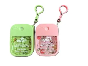 Hydrating & Moisturizing Hand Sanitizer Set, 1.2 Fl Oz, Vanilla & Macadamia and Sweet Guava & Fresh Coconut Scents, Includes Pink & Green Silicone Cases with Keyring, Travel Size, 2 Pack