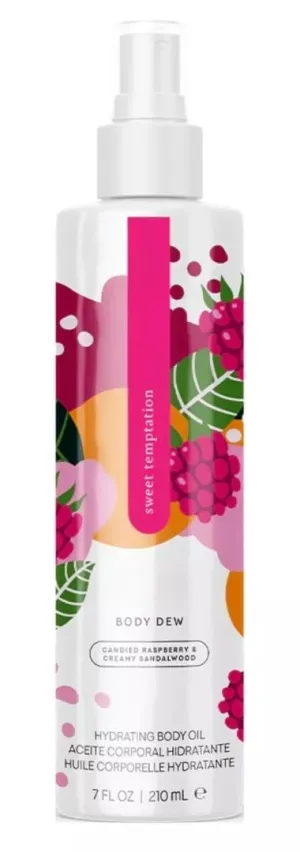 IMAIPI Body Dew Sweet Temptation Hydrating Body Oil, Candied Raspberry & Sandalwood, Non-Greasy Formula with Natural Oils, 7 Fl Oz