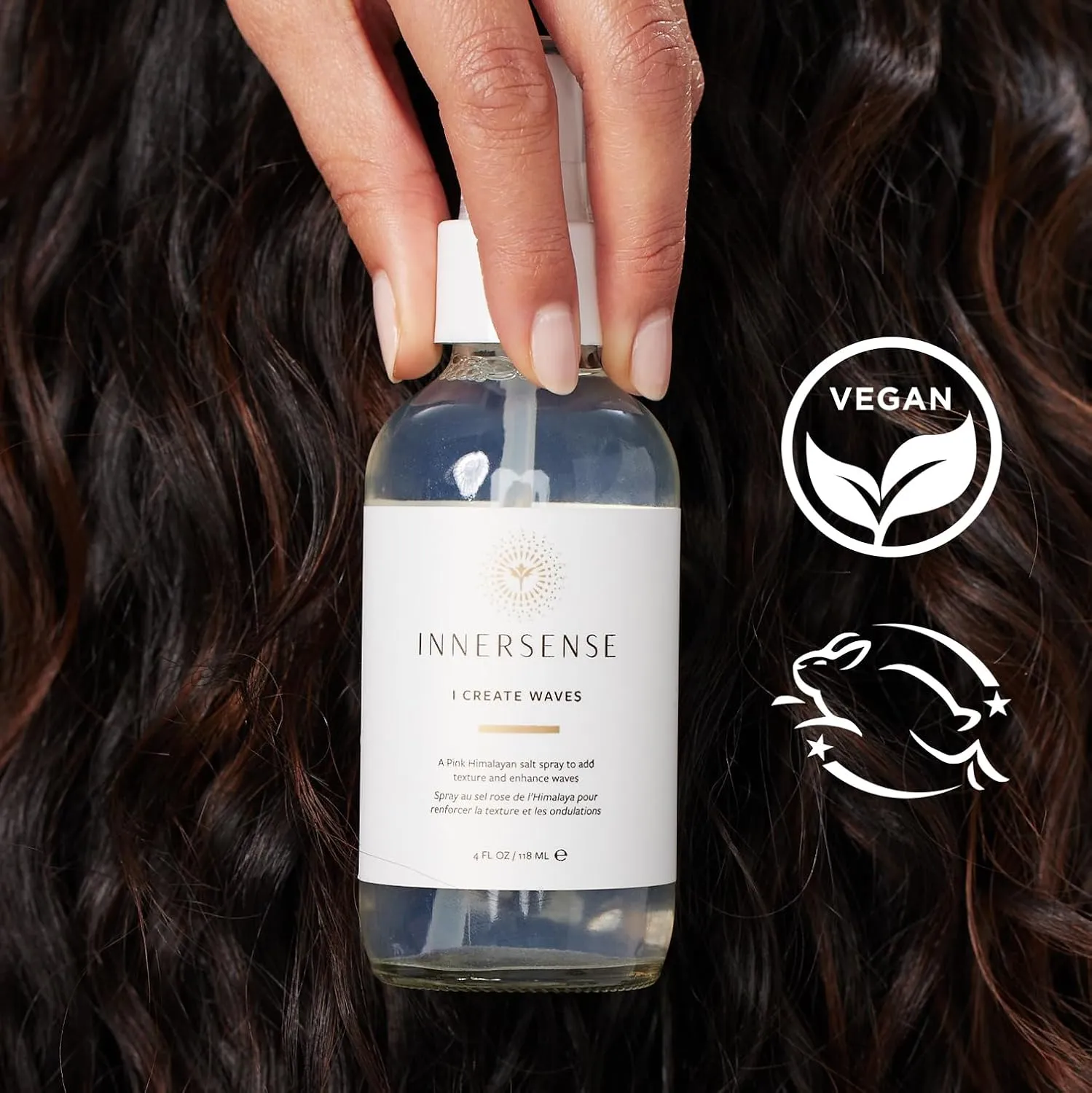 INNERSENSE Organic Beauty - Natural I Create Waves Pink Himalayan Salt Spray | Non-Toxic, Cruelty-Free, Clean Haircare (4oz)