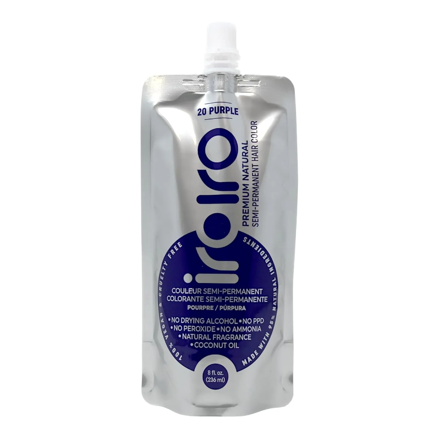 Iroiro Natural Premium Semi-Permanent Hair Color 20 Purple 8oz