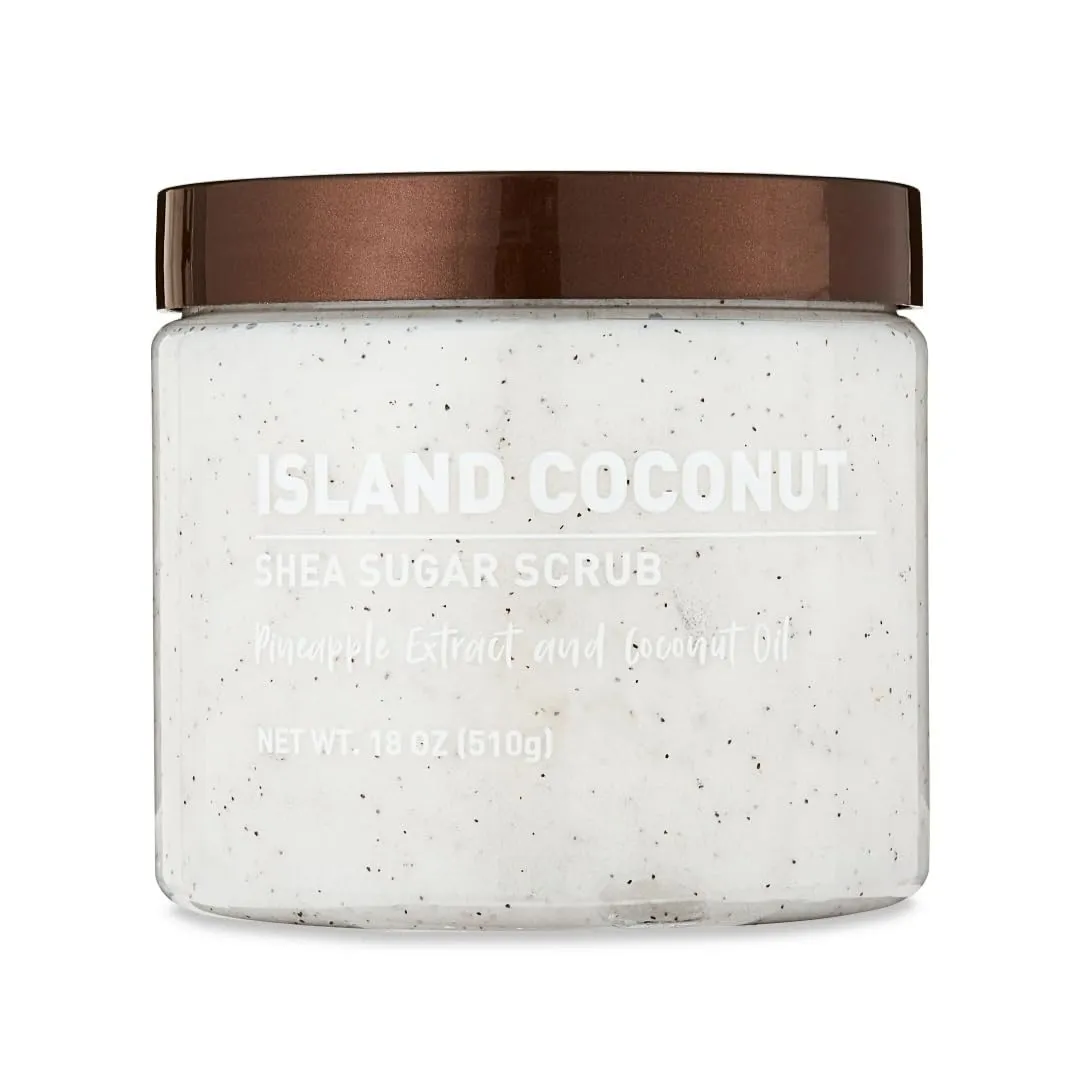 Island Coconut Shea Sugar Scrub with Pineapple Extract and Coconut Oil, 18 oz