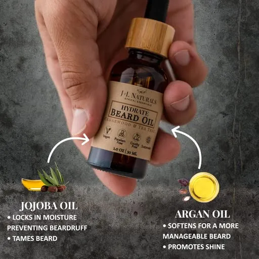 J&L Naturals | Beard Oil for Men | (Lemongrass & Clove, 1 Fl Oz (Pack of 1))