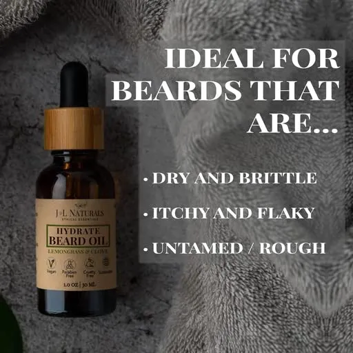 J&L Naturals | Beard Oil for Men | (Lemongrass & Clove, 1 Fl Oz (Pack of 1))