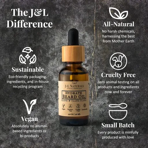 J&L Naturals | Beard Oil for Men | (Lemongrass & Clove, 1 Fl Oz (Pack of 1))
