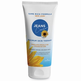 Jeans Maximum Skin Therapy Cream with Aloe & Vitamin E. Moisturizing Cream for Dry & Sensitive Skin affected by many causes such as Radiation Treatment, Sunburn, Itchiness & Redness. 2oz