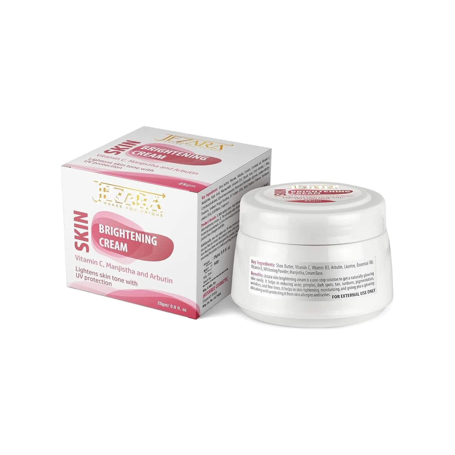 JEZ'ARA Natural Skin Glowing Face Cream for Women & Men | SPF 50   Sun Protection | Day & Night Cream for Pimples, Blackheads & Dead Skin | 45g