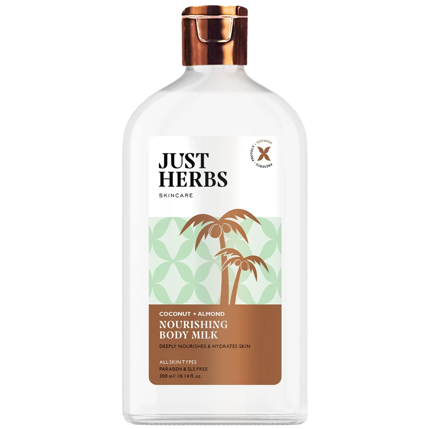 Just Herbs Nourishing Body Milk with Coconut & Almond for Men & Women | Hydrating Body Lotion for Winter Dryness- 300 ml