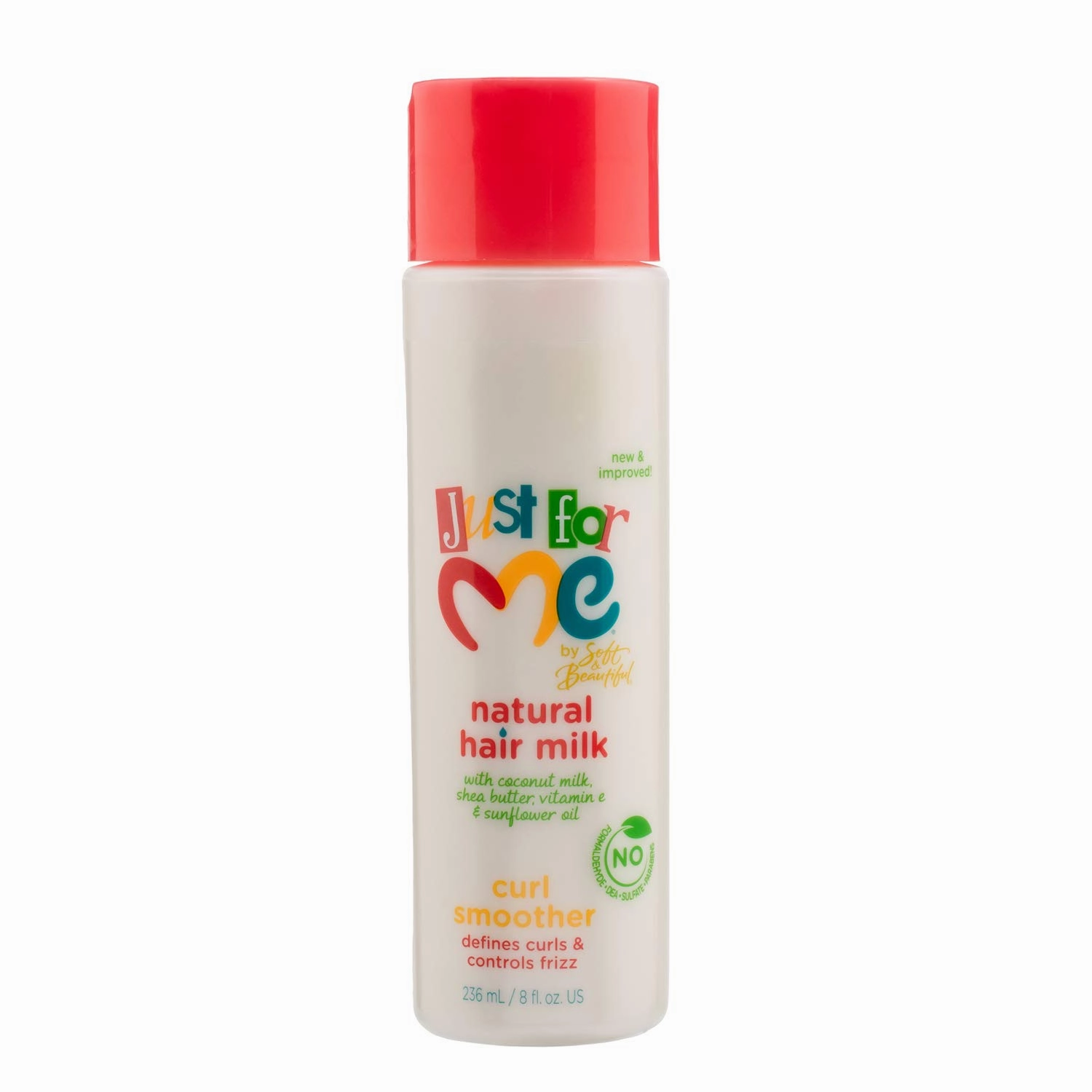 Just For Me Natural Hair Milk Curl Smoother (3 Pack) - Defines Curls & Controls Frizz, Contains Coconut Milk, Shea Butter, Vitamin E, Sunflower Oil, Lightweight Moisture, 8 oz