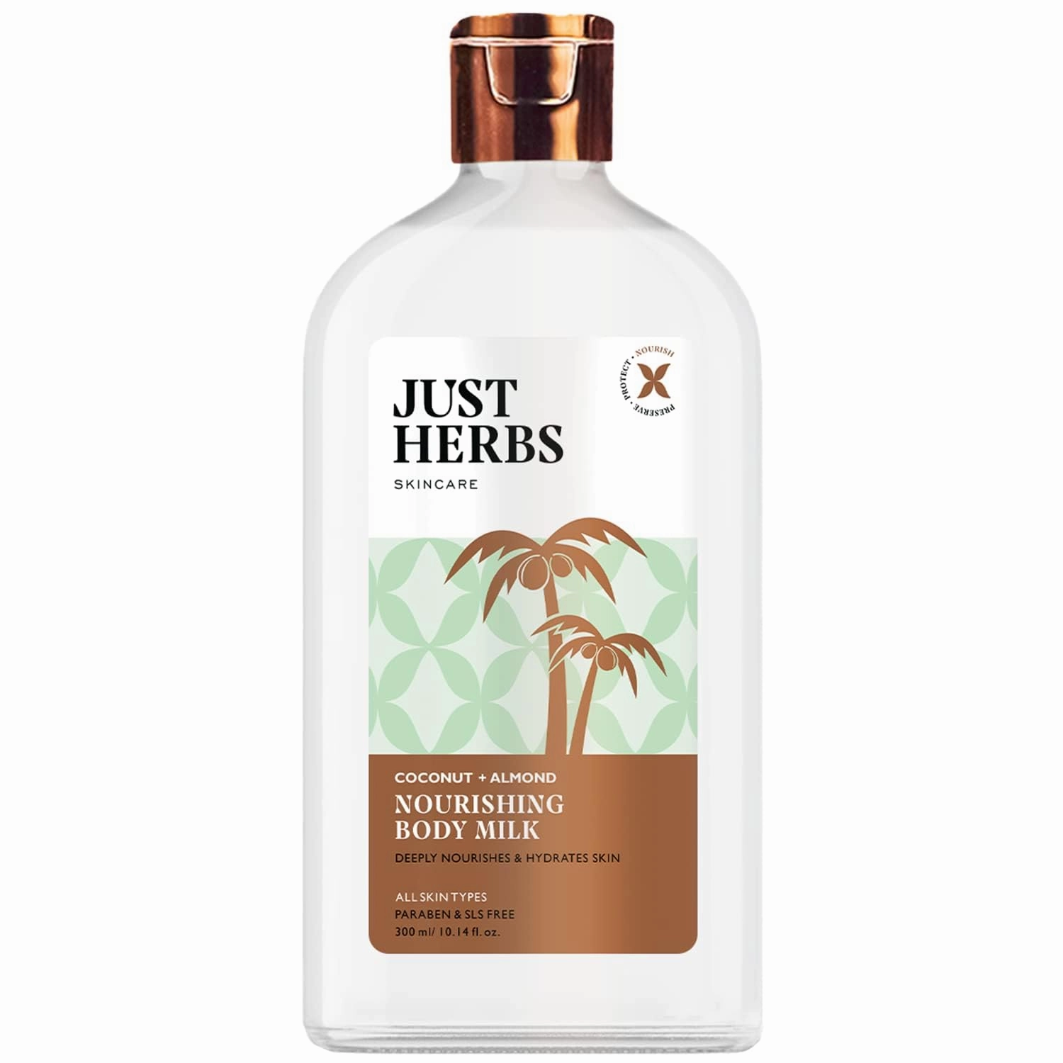 Just Herbs Nourishing Body Milk with Coconut & Almond for Men & Women | Hydrating Body Lotion for Winter Dryness- 300 ml