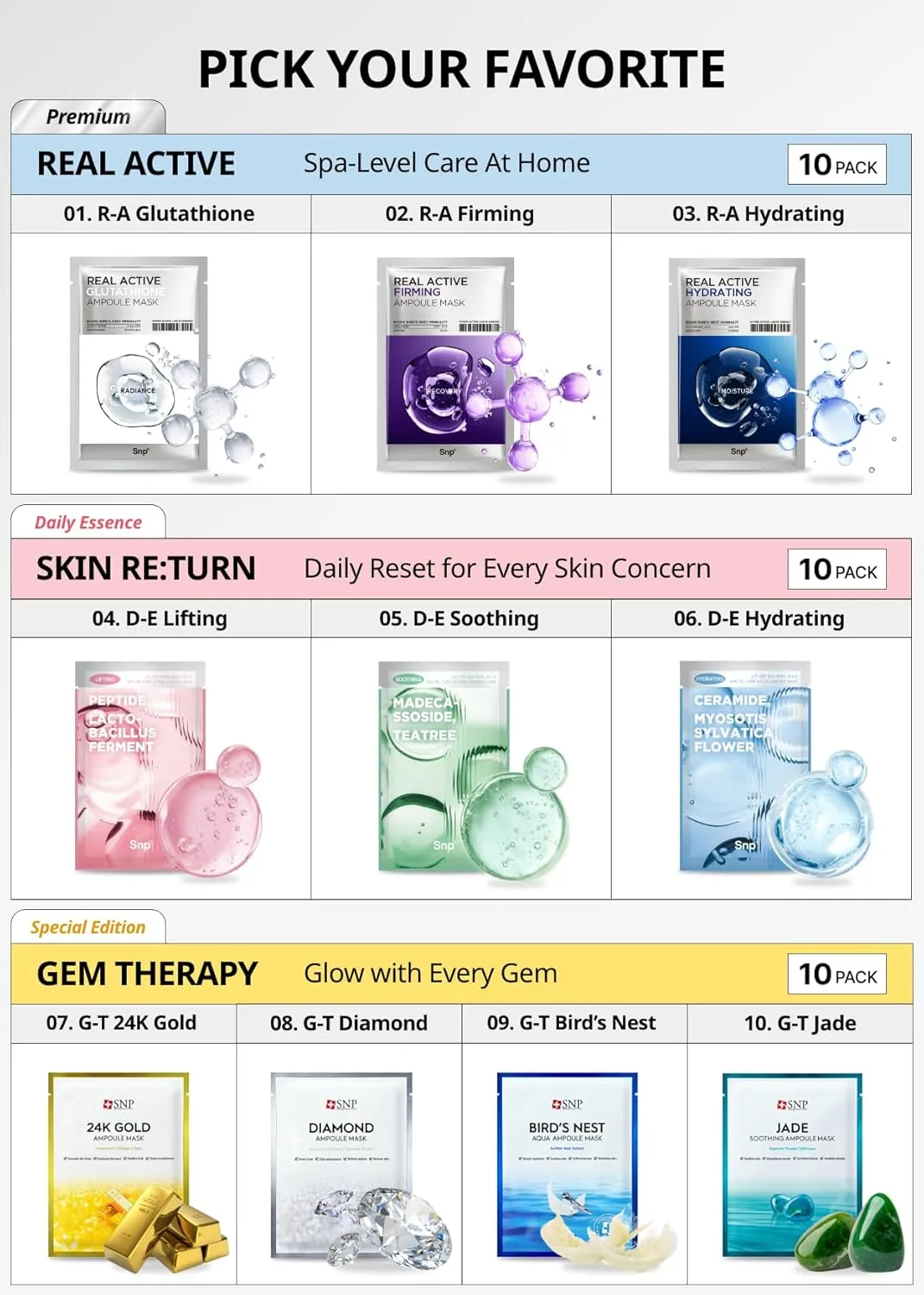 [K Beauty] Real Active Glutathione Ampoule Sheet Mask | Vegan Face Mask with Glutathione & Niacinamide | Revitalizing and Balancing for All Skin Types | Korean Face Masks Skincare | 10 Sheets